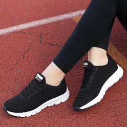 Top Quality Women's running shoes lightweight fly mesh breathable black white pink sports trendy female casual sneakers trainers