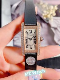 Classic Brand Genuine Leather Women Quartz Wristwatch Americaine Watch Rectangle Clock Full diamond Geometric Roman Numan Watch