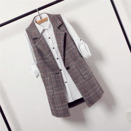 Women's Vests Women Sleeveless Jacket Coat Female Plaid Vest Blazer Formal Work Ladies Office Vintage Slim Suit Waistcoat Plus Size 3XL Q302