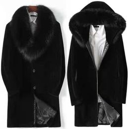 Winter Autumn Faux Leather Coat Men Jackets Coat Streetwear Mens Clothing Casual Plus Size Black Long Jacket Overcoat 220211
