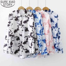 Spring Harajuku Shirt Women Print Blouse Fashion Long Sleeve Shirts Vintage Ladies Tops Loose Korean Casual Blusas 12421 210417