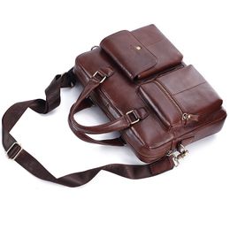 Men's Travel Handbag Genuine Leather Computer/Office Laptop Briefcases Messenger Bags