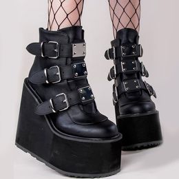 2022 Punk Brand New INS Hot Cool Platform High Heeled Gothic Booties Wedges Shoes Cosplay Fashion Motorcycle Boots Women