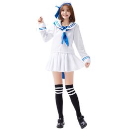Mascot doll costume Janpenese Style Full Sleeve Navy Dress White Female Sailor Shirt Party Stage Performance Disfraz for Adult Girls