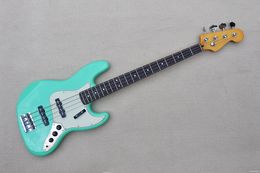 Light green 4-strings Electric Bass Guitar with White Pickguard,Rosewood Fretboard,Provide Customised services