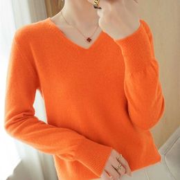 Spring autumn cashmere sweater fashion v-neck sweater pullover 211011