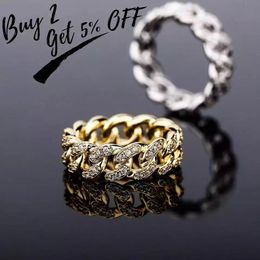 2021 Cuban Link Chain Rings High Quality Bling Iced Out Cubic Zirconia Hip Hop Punk Charm Jewellery For Gift