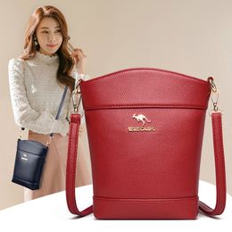 Women's Lychee Pattern Bucket Small Pu Leather Crossbody All-match Messenger Elegant Shoulder Bags