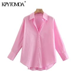 Women Fashion Loose Asymmetry Poplin Blouses Long Sleeve Button-up Female Shirts Blusas Chic Tops 210420