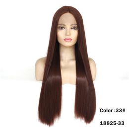 Straight Synthetic Lacefrontal Wig Simulation Human Hair Lace Front Wigs 12~26 inches Colour 33# Long perruques 18825-33