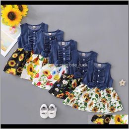 Clothing Baby, Kids & Maternityfloral Denim Dresses For Baby Summer Fashion Sleeveless Party Dress Flower Printing Childrens Casual Outfits