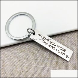 Keychains Fashion Aessories Custom Couple Jewelry Keychain I Love You More The End Win Stainless Steel Charm Keyring Valentines Day Gift Hus