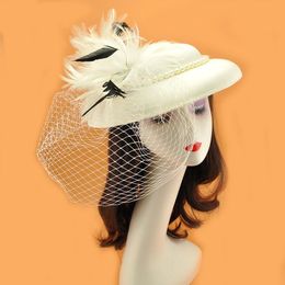 Stingy Brim Hats Retro Women Large Satin Fascinator Hat Cocktail Wedding Party Headpiece Fashion Headwear Formal Flower Hair Accessor