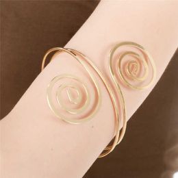 Filigree Swirl Gypsy Boho Armband Upper Arm Bangle Cuff Bracelet Spiral Armlet Arm Circle for Women Girls Dance Jewelry Q0719