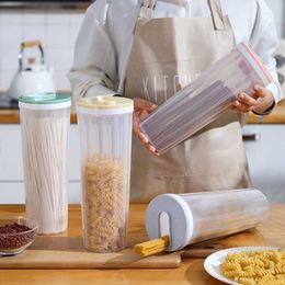 Storage Bottles & Jars Kitchen Food Container Plastic Tank Transparent Sauce Organiser Boxes For Bulk Cereals Hermetic Pot With Lids