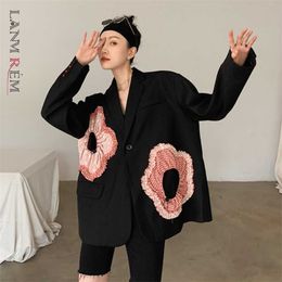 LANMREM Flower Suit Coat autumn winter Women Blazer Causal Long Sleeve Ladies Single Button 2A1395 211006