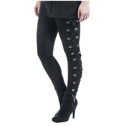 Women Gothic Punk Leggings Casual Plain Thin Cotton Straight Female Black Lace Up Skinny Pants Streetwear #T2G 211204