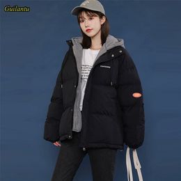 Guilantu Winter Jacket Women Hooded Short Parkas Mujer Thick Down Cotton Padded Coat Female Plus Size Casual Loose Overcoat 211216