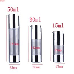 30ml empty silver airless dispenser plastic pump bottles with UV for cosmetics and skin care ,eye cream travel bottlesgoods