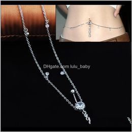Belly Chains Drop Delivery 2021 Wasit Chain Crystal Body Jewelry Stainless Steel Rhinestone Navel & Bell Button Piercing Dangle Rings For Wom