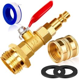 Pneumatic Tools Dual Purpose Winterize Blowout Adapter With Quick Plug & 3/4Inch GHT Thread, Brass Made Winterizing Fitting