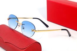 2021 Mode Classic Leopard Kopf Sonnenbrille Männer und Frauen Rahmenlose ovale Gradientenlinsen Brille Rahmen Modern Design Kunst Exquisite Gepard Logo Brillen Fall
