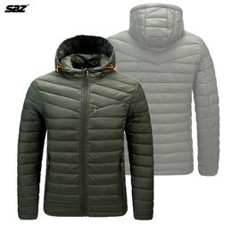 Saz Feather Jacket Man Ultra Light Down Jackets Men Winter Coat Down Windbreaker Stand Collar Parka 211015