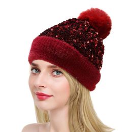Beanie/Skull Caps Christmas Red Winter Hats For Women Beanie Hat Warm Beanies Ladies Knitted Cashmere Autumn Solid Bonnet 2022 Year