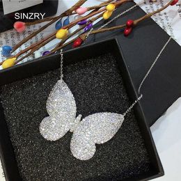 SINZRY brand micro paved cubic zircon pendant necklaces clear white butterfly brilliant chokers necklaces for women X0707