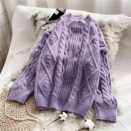 Large Size Women's Pullover Winter Women Knitted Cashmere Sweaters Loose Jumper Autumn Girls 210427