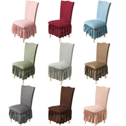 Chair Covers Jacquard Skirted Dining Spandex Stretch Anti-dirty Seat Cover Party Wedding El Banquet Home Decor Universal Size