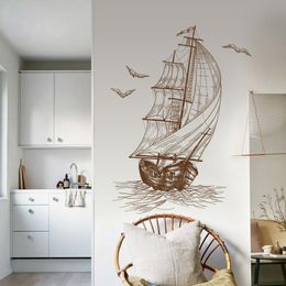 Sailing trip self-adhesive decoration stickers Living room bedroom restaurant wall background landscaping wall stickers 210420