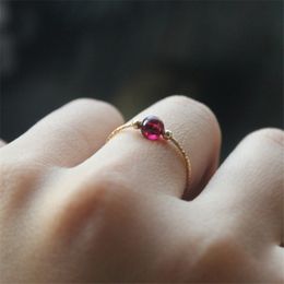 14K Gold Filled Natural Garnet Rings Knuckle Mujer Bague Femme Handmade Minimalism Jewellery