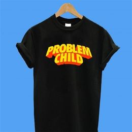 Problem Child Aesthetic Black T-Shirt Unisex Grunge Skater Printed Tee Hipsters Street Style Summer Top 210518