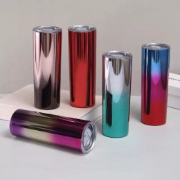 Gradient Color Stainless Steel Water Bottles Tumbler Car Water Cup Vacuum Double-layer Couple Coffee Beer Mug Outdoor Portable Thermoses CG001