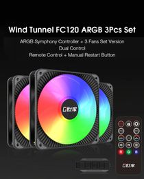 Lindo Zone 3Pcs/set 12cm Cooling Fan 3Pin PWM Aura Sync Chassis Cooler Desktop Computer Case CPU Radiator Wind Tunnel FC120 ARGB Smart Version - RGB