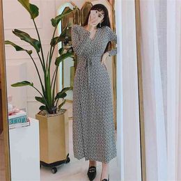 Wrap Dress korean ladies maxi Summer long Sleeve V neck Sexy Office Party Dresses for women clothing 210602