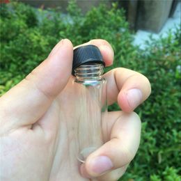 22*60*14mm 14ml Glass Bottles With Plastic Lid Transparent Empty Gift Jars Black Cap 100pcs/lotjars