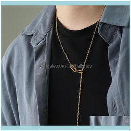 Necklaces & Pendants Jewelrytitanium Steel Simple Geometric Necklace Square Long Couple Adjustable Length Mens And Womens Fashion Matching G