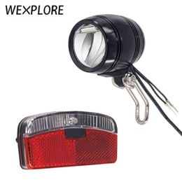 WEXPLORE Bike Front and Rear Light Set Input AC 6V for Bicycle Dynamo Frame LED Headlight and Taillight Dynamo Bike Accessories Y1119