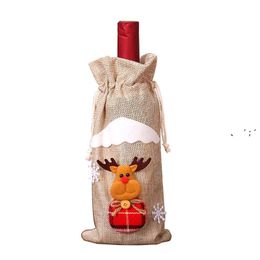 NEWChristmas Decoration Red Wine Beer Bootles Chamgpagne Cover Bags Xmas Party Dinner Table Decor Gifts LLF11325