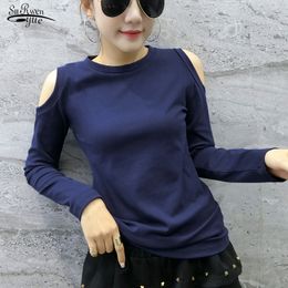 Camisas Mujer Autumn Long Sleeve Solid Women Tops Blouse Off Shoulder Streetwear Casual Pullover Clothes 7299 50 210508