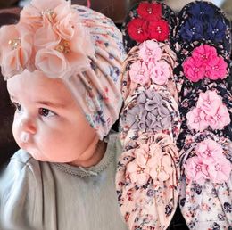 Baby Turban Bow Hats for Girls Infant Head Wrap Soft Knotting floral Cap Toddler Kids