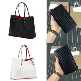 Women men luxurys Fashion Messenger Bag cabata designer totes rivet genuine leather Wallets Red Bottom Handbag composite handbags famous purse shopping bags