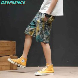 Men Spring And Summer Die Dye Chinese Style Short Pant Cotton Polyester Drawstring Loose Fit Casual Knee Length Shorts 210716