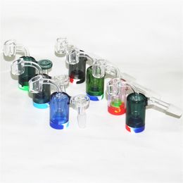 14mm male Glass Ash Catcher Hookah Bong with Colourful 5ml Silicone Jars Reclaimer quartz banger Thick Pyrex Ash catchers Water Smoking Pipes