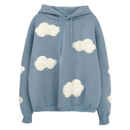 Spring Autumn Streetwear Sweatshirt Women Casual Hooded Cute Clouds Long Sleeved Hoodies Woman Loose Kawaii Top 210525