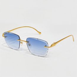 Designer de marca de luxo popular homens óculos de sol vintage diamante retro lente lente quadrado sem aro óculos de sol ouro moldura moldura moda zonnebril mulheres sem moldura