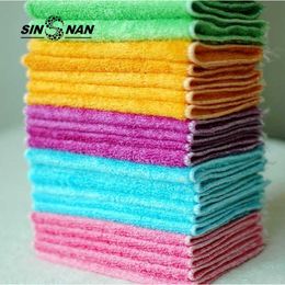 10PCS Bamboo Fibre Wear-resistant Microfiber Non-stick Oil Wipping Rag White Kitchen Towel Magic Cleaning Rags Dish Cloth 210728