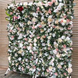 Customised 3D Effects Mix Plant Flower Wall Mats Artificial Florals Rose Panel For Yoga Shop Decoration1